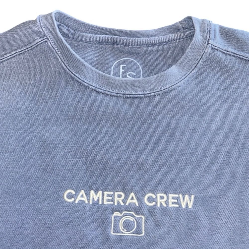 Camera Crew Embroidered Blue Sweatshirt